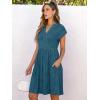 imageANRABESS Womens Summer V Neck Cap Sleeve Tunic Short Dress 2025 Casual Fit Textured Aline Beach Vacation SundressLake Blue