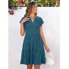 imageANRABESS Womens Summer V Neck Cap Sleeve Tunic Short Dress 2025 Casual Fit Textured Aline Beach Vacation SundressLake Blue