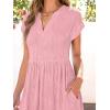 imageANRABESS Womens Summer V Neck Cap Sleeve Tunic Short Dress 2025 Casual Fit Textured Aline Beach Vacation SundressPink
