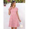 imageANRABESS Womens Summer V Neck Cap Sleeve Tunic Short Dress 2025 Casual Fit Textured Aline Beach Vacation SundressPink