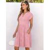 imageANRABESS Womens Summer V Neck Cap Sleeve Tunic Short Dress 2025 Casual Fit Textured Aline Beach Vacation SundressPink