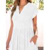 imageANRABESS Womens Summer V Neck Cap Sleeve Tunic Short Dress 2025 Casual Fit Textured Aline Beach Vacation SundressWhite