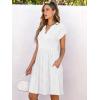 imageANRABESS Womens Summer V Neck Cap Sleeve Tunic Short Dress 2025 Casual Fit Textured Aline Beach Vacation SundressWhite
