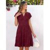 imageANRABESS Womens Summer V Neck Cap Sleeve Tunic Short Dress 2025 Casual Fit Textured Aline Beach Vacation SundressWine Red
