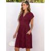 imageANRABESS Womens Summer V Neck Cap Sleeve Tunic Short Dress 2025 Casual Fit Textured Aline Beach Vacation SundressWine Red