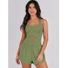 imageCaracilia Womens Workout Athletic Romper Summer Sets Short Jumpsuits Onesie Running Outfits Exercise Gym 2025 Trendy ClothesArmy Green
