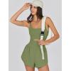 imageCaracilia Womens Workout Athletic Romper Summer Sets Short Jumpsuits Onesie Running Outfits Exercise Gym 2025 Trendy ClothesArmy Green