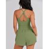 imageCaracilia Womens Workout Athletic Romper Summer Sets Short Jumpsuits Onesie Running Outfits Exercise Gym 2025 Trendy ClothesArmy Green