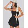 imageCaracilia Womens Workout Athletic Romper Summer Sets Short Jumpsuits Onesie Running Outfits Exercise Gym 2025 Trendy ClothesBlack