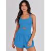 imageCaracilia Womens Workout Athletic Romper Summer Sets Short Jumpsuits Onesie Running Outfits Exercise Gym 2025 Trendy ClothesBlue