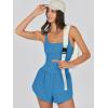 imageCaracilia Womens Workout Athletic Romper Summer Sets Short Jumpsuits Onesie Running Outfits Exercise Gym 2025 Trendy ClothesBlue