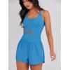imageCaracilia Womens Workout Athletic Romper Summer Sets Short Jumpsuits Onesie Running Outfits Exercise Gym 2025 Trendy ClothesBlue