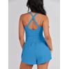 imageCaracilia Womens Workout Athletic Romper Summer Sets Short Jumpsuits Onesie Running Outfits Exercise Gym 2025 Trendy ClothesBlue