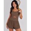 imageCaracilia Womens Workout Athletic Romper Summer Sets Short Jumpsuits Onesie Running Outfits Exercise Gym 2025 Trendy ClothesCoffee