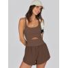 imageCaracilia Womens Workout Athletic Romper Summer Sets Short Jumpsuits Onesie Running Outfits Exercise Gym 2025 Trendy ClothesCoffee