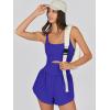 imageCaracilia Womens Workout Athletic Romper Summer Sets Short Jumpsuits Onesie Running Outfits Exercise Gym 2025 Trendy ClothesDark Blue