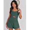 imageCaracilia Womens Workout Athletic Romper Summer Sets Short Jumpsuits Onesie Running Outfits Exercise Gym 2025 Trendy ClothesDark Green