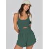 imageCaracilia Womens Workout Athletic Romper Summer Sets Short Jumpsuits Onesie Running Outfits Exercise Gym 2025 Trendy ClothesDark Green