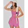 imageCaracilia Womens Workout Athletic Romper Summer Sets Short Jumpsuits Onesie Running Outfits Exercise Gym 2025 Trendy ClothesDeep Pink