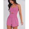 imageCaracilia Womens Workout Athletic Romper Summer Sets Short Jumpsuits Onesie Running Outfits Exercise Gym 2025 Trendy ClothesDeep Pink