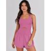 imageCaracilia Womens Workout Athletic Romper Summer Sets Short Jumpsuits Onesie Running Outfits Exercise Gym 2025 Trendy ClothesDeep Pink