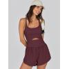 imageCaracilia Womens Workout Athletic Romper Summer Sets Short Jumpsuits Onesie Running Outfits Exercise Gym 2025 Trendy ClothesDeep Red Brown