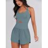 imageCaracilia Womens Workout Athletic Romper Summer Sets Short Jumpsuits Onesie Running Outfits Exercise Gym 2025 Trendy ClothesGrayblue