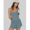 imageCaracilia Womens Workout Athletic Romper Summer Sets Short Jumpsuits Onesie Running Outfits Exercise Gym 2025 Trendy ClothesGrayblue