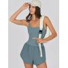 imageCaracilia Womens Workout Athletic Romper Summer Sets Short Jumpsuits Onesie Running Outfits Exercise Gym 2025 Trendy ClothesGrayblue