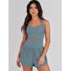 imageCaracilia Womens Workout Athletic Romper Summer Sets Short Jumpsuits Onesie Running Outfits Exercise Gym 2025 Trendy ClothesGrayblue