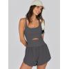imageCaracilia Womens Workout Athletic Romper Summer Sets Short Jumpsuits Onesie Running Outfits Exercise Gym 2025 Trendy ClothesGrey