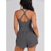 imageCaracilia Womens Workout Athletic Romper Summer Sets Short Jumpsuits Onesie Running Outfits Exercise Gym 2025 Trendy ClothesGrey