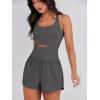imageCaracilia Womens Workout Athletic Romper Summer Sets Short Jumpsuits Onesie Running Outfits Exercise Gym 2025 Trendy ClothesGrey