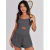 imageCaracilia Womens Workout Athletic Romper Summer Sets Short Jumpsuits Onesie Running Outfits Exercise Gym 2025 Trendy ClothesGrey