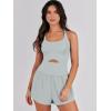 imageCaracilia Womens Workout Athletic Romper Summer Sets Short Jumpsuits Onesie Running Outfits Exercise Gym 2025 Trendy ClothesLight Green