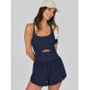 imageCaracilia Womens Workout Athletic Romper Summer Sets Short Jumpsuits Onesie Running Outfits Exercise Gym 2025 Trendy ClothesNavy Blue