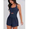 imageCaracilia Womens Workout Athletic Romper Summer Sets Short Jumpsuits Onesie Running Outfits Exercise Gym 2025 Trendy ClothesNavy Blue