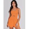 imageCaracilia Womens Workout Athletic Romper Summer Sets Short Jumpsuits Onesie Running Outfits Exercise Gym 2025 Trendy ClothesOrange
