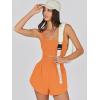 imageCaracilia Womens Workout Athletic Romper Summer Sets Short Jumpsuits Onesie Running Outfits Exercise Gym 2025 Trendy ClothesOrange