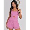 imageCaracilia Womens Workout Athletic Romper Summer Sets Short Jumpsuits Onesie Running Outfits Exercise Gym 2025 Trendy ClothesPink