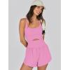 imageCaracilia Womens Workout Athletic Romper Summer Sets Short Jumpsuits Onesie Running Outfits Exercise Gym 2025 Trendy ClothesPink