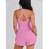 imageCaracilia Womens Workout Athletic Romper Summer Sets Short Jumpsuits Onesie Running Outfits Exercise Gym 2025 Trendy ClothesPink