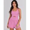 imageCaracilia Womens Workout Athletic Romper Summer Sets Short Jumpsuits Onesie Running Outfits Exercise Gym 2025 Trendy ClothesPink