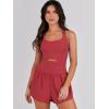 imageCaracilia Womens Workout Athletic Romper Summer Sets Short Jumpsuits Onesie Running Outfits Exercise Gym 2025 Trendy ClothesRed
