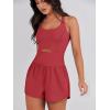 imageCaracilia Womens Workout Athletic Romper Summer Sets Short Jumpsuits Onesie Running Outfits Exercise Gym 2025 Trendy ClothesRed
