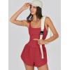 imageCaracilia Womens Workout Athletic Romper Summer Sets Short Jumpsuits Onesie Running Outfits Exercise Gym 2025 Trendy ClothesRed