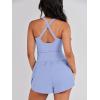 imageCaracilia Womens Workout Athletic Romper Summer Sets Short Jumpsuits Onesie Running Outfits Exercise Gym 2025 Trendy ClothesSky
