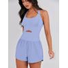 imageCaracilia Womens Workout Athletic Romper Summer Sets Short Jumpsuits Onesie Running Outfits Exercise Gym 2025 Trendy ClothesSky