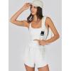 imageCaracilia Womens Workout Athletic Romper Summer Sets Short Jumpsuits Onesie Running Outfits Exercise Gym 2025 Trendy ClothesWhite