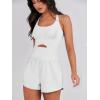 imageCaracilia Womens Workout Athletic Romper Summer Sets Short Jumpsuits Onesie Running Outfits Exercise Gym 2025 Trendy ClothesWhite